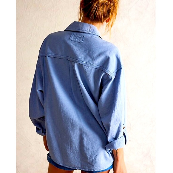 NWOT FREE PEOPLE WE ARE FREE MADE FOR SUN LINEN SHIRT - Blue - Picture 4 of 8